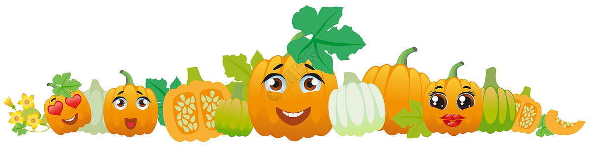 橙色南瓜 可爱的卡通表情符号蔬菜图片