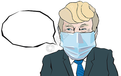 戴着医用口罩的商务人士的卡通画像说了些什么图片