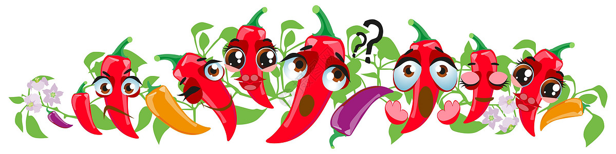 辣椒边界 可爱的卡通表情符号蔬菜图片