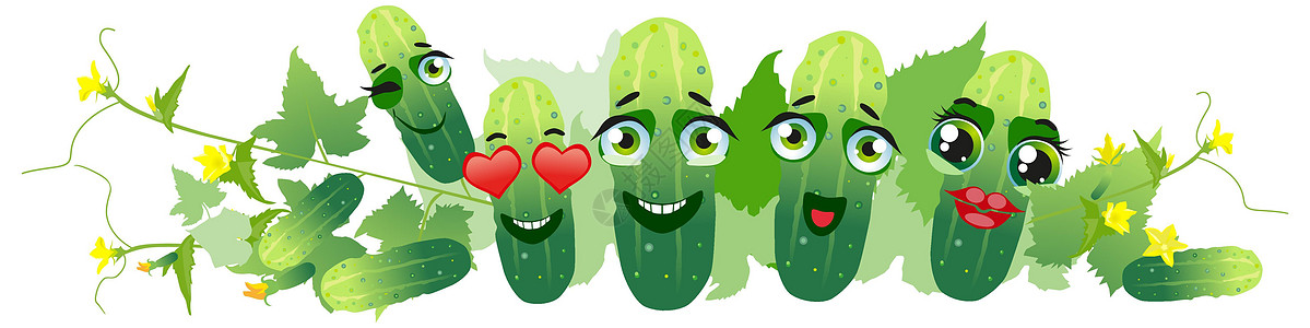 黄瓜边框 可爱的卡通表情符号绿色蔬菜图片