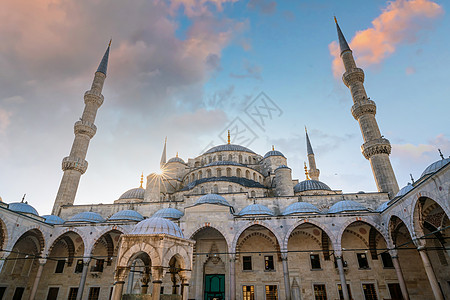 伊斯坦布尔Sultanahmet清真寺蓝色清真寺旅行火鸡建筑博物馆圆顶教会天空建筑学大教堂宗教图片