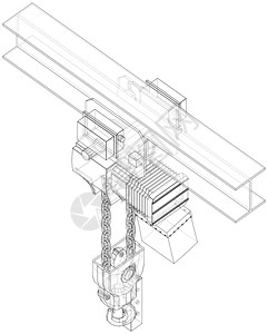 绞车或起重机械概念大纲 韦克托制造业工程建筑帮手蓝图重量起重机工具卡车工厂图片