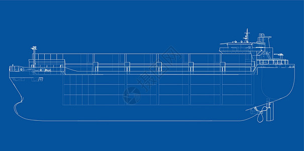 装有集装箱的货船 韦克托海港船运商品货运贸易蓝图运输插图盒子港口图片