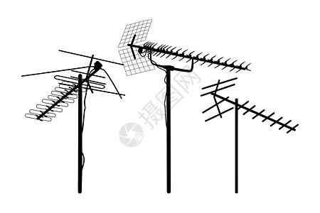 电视天线图标设置隔离在白色背景卫星高频电缆宋体路由器屋顶网络金属八木建筑图片