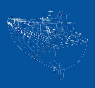 装有集装箱的货船 韦克托绘画商品货物卸载船运插图加载出口载体旅行图片
