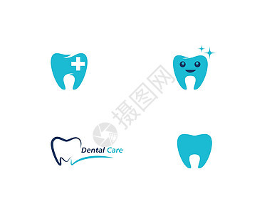 牙科标志模板商业徽标牙医白色美白微笑卫生牙齿医生插图图片