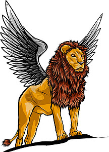 有翼狮子在矢量设计中的插图图片