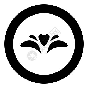圆圈中的花图标圆形黑色矢量插图实心轮廓样式图像艺术花瓣花店植物学图片