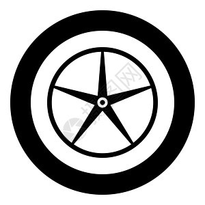 用于发动机洗衣机十字头图标的滑轮圆形黑色矢量插图实体轮廓样式图像引擎构造横梁工程硬件洗涤驾驶圆圈旋转圆周图片