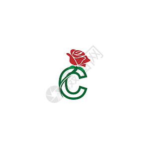 带玫瑰图标标志矢量模板的字母 C沙龙奢华店铺品牌插图温泉化妆品精品花园商业图片