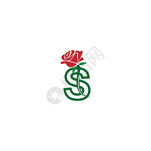 带玫瑰图标标志矢量模板的字母 S商业叶子植物品牌花园精品字体温泉奢华数字图片