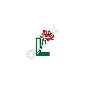 带玫瑰图标标志矢量模板的字母 L叶子花园商业数字插图奢华精品品牌温泉沙龙图片