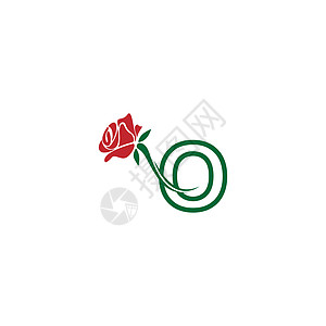 带玫瑰图标标志矢量模板的字母 O商业插图品牌精品店铺化妆品数字植物花园叶子图片