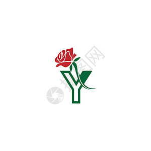 带玫瑰图标标志矢量模板的字母 Y植物品牌精品字体数字叶子温泉商业奢华沙龙图片