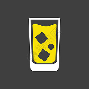 杯水加冰矢量 ico黑色酒精餐厅酒吧液体苏打插图反射玻璃柠檬图片