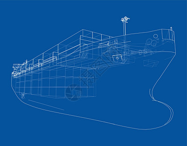 装有集装箱的货船 韦克托盒子商品草图海港载体旅行血管船运蓝图绘画图片