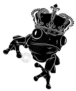 戴着皇冠的青蛙的卡通插图 矢量动物黑鬼国王白色卡通片爬虫童话故事绿色艺术金子图片