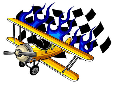 空中赛车 矢量复古竞赛飞机 插画图片