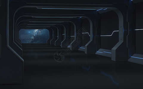 未来未来房间 3d 渲染的隧道飞船科学走廊技术入口建筑建筑学科幻插图宇宙背景图片