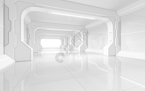 白色空隧道未来房间 3d 渲染大厅技术小说建造创造力科幻走廊建筑学辉光出口图片