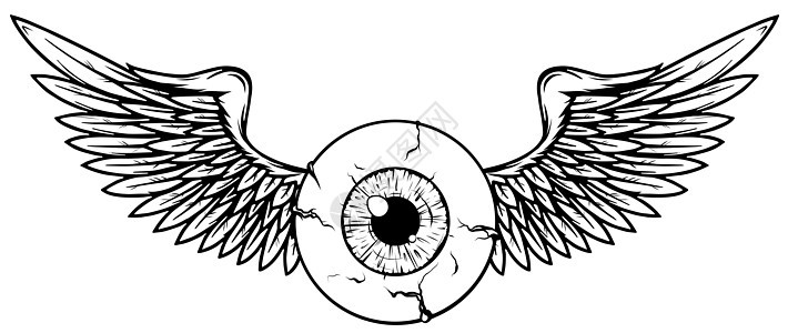 黑色和白色的令人毛骨悚然的眼球矢量插图设计艺术图片