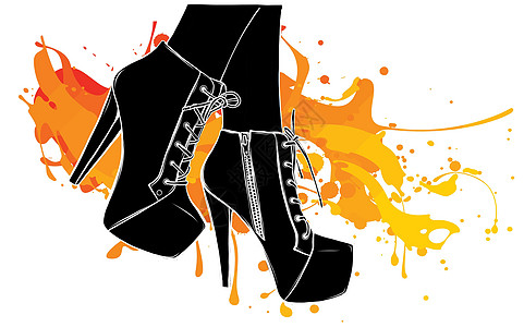矢量穿高跟鞋的女孩 黑色剪影 时尚插画 穿鞋的女性腿 可爱的设计图片