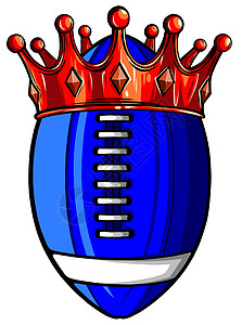 一个戴着金色皇冠的美式足球的插图 矢量艺术品富豪版税成就标识优胜者冠军金子绘画宝石图片