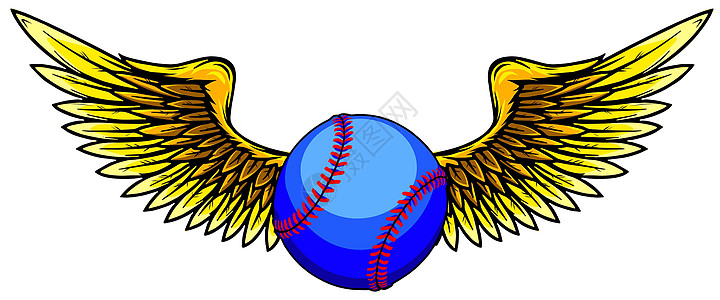 它制作图案的带翼棒球球矢量报酬丝带闲暇艺术品跑步艺术羽毛徽章皮革秃鹰图片
