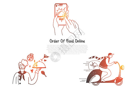 在线订购食物-从手机订购食物和交付矢量概念 se图片