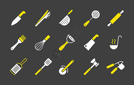 厨具和厨房矢量图标 se餐具烧烤收藏用具滤器别针钢包土豆菜刀牛扒图片