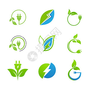生态动力矢量图标设计它制作图案房子回收叶子力量植物行星创新收藏活力插图图片