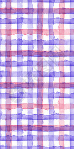 水彩粉色紫罗兰色检查无缝模式 简单的格子织物背景 带条纹的手绘简单设计刷子艺术旅行水彩画泳装插图紫色派对装饰品墨水图片