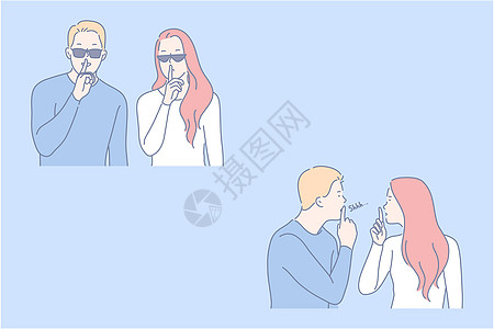 设置概念秘密展示男朋友眼镜运动代理人间谍隔音女性噪音图片