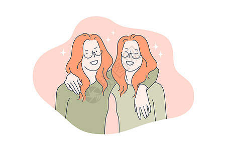 家庭爱情团队友谊双胞胎概念图片