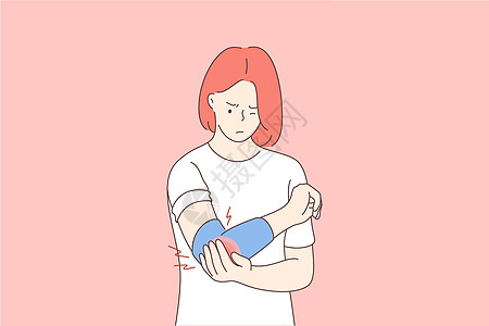 医疗保健医学油漆外伤概念手腕风湿病女性按摩身体卡通片骨关节炎风湿束缚疼痛图片