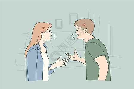 夫妻吵架冲突离婚压力概念图片