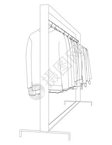 挂在衣架上的衣服轮廓被隔离在白色背景上 商店衣架上的衣服 它制作图案矢量服饰牛仔裤物品女性插图精品女士橱柜男性房间图片