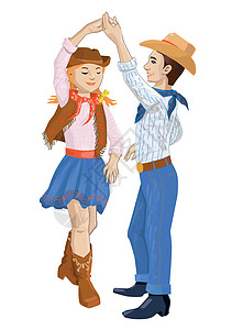 孩子们跳乡村舞 美国儿童舞蹈夫妇 它制作图案矢量图片