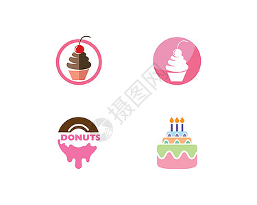 蛋糕标志 vecto馅饼糖果食物奶油糕点甜点商业生日烘烤公司图片