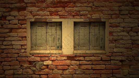 3d 插图在上打开窗户房子动画片古董建筑故事童年绿色屏幕乡村魔法背景图片