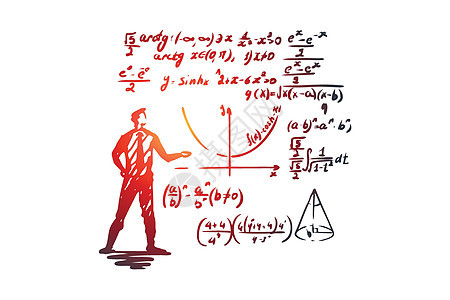 数学教育科学学校的学习理念 手绘孤立的矢量图表计算工程化学绘画代数算术公式数字大学图片