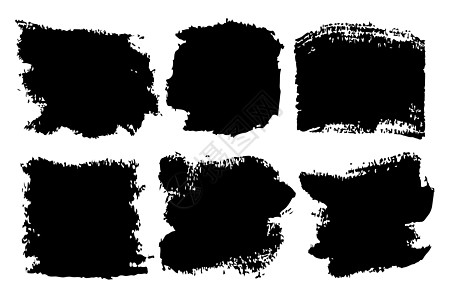 Grunge 设置画笔形状矢量笔划在白色背景上的黑色颜色 手绘田庄元素 水墨画 肮脏的艺术设计 文本引用信息公司名称的位置印迹条图片