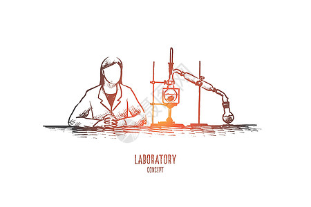 实验室的概念 手绘孤立的矢量学校测试生物技术教育生物学药品化学品药店微生物学图片