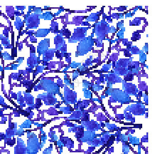 手绘水彩蓝叶无缝花纹包装墙纸艺术品海报花园蓝色艺术绘画插图装饰品图片