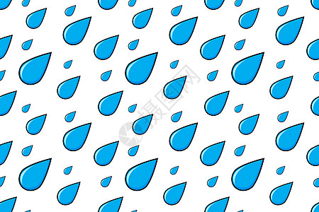下雨了 秋天天气卡通蓝色水滴 在白色背景上隔离的矢量模式雨滴液体插图卡通片图片