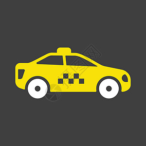 在深色背景上隔离的出租车汽车矢量图标图片