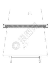 网球桌的轮廓与网球拍从白色背景上孤立的黑色线条 它制作图案矢量法庭游戏阴影乐趣锦标赛传单闲暇球拍乒乓横幅图片