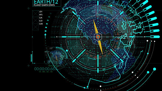 3d 插图HUD 放大 通过未来技术界面飞行图表运动基准展示环形横幅代码屏幕信息隧道图片