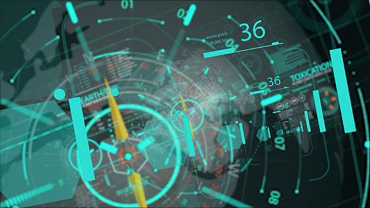3d 插图HUD 放大 通过未来技术界面飞行图表横幅显示器基准屏幕全息运动隧道环形展示图片