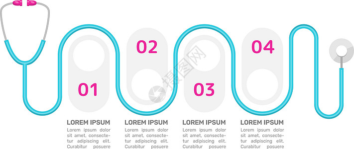 佛珠说明图医院病人信息图表设计模板咨询 带有空白复制空间的抽象矢量信息图 具有 4 个步骤序列的教学图形 可视化数据呈现设计图片